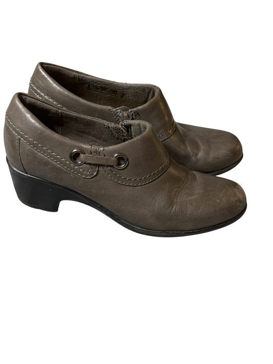 Clarks Shoes - Clarks Genette Danby Gray Leather Booties Shooties Heel Women's Size 6M